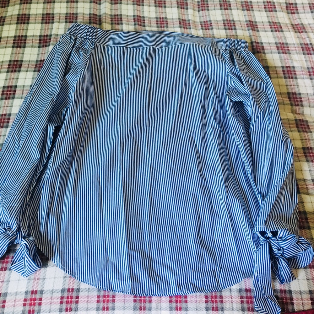 White and blue blouse